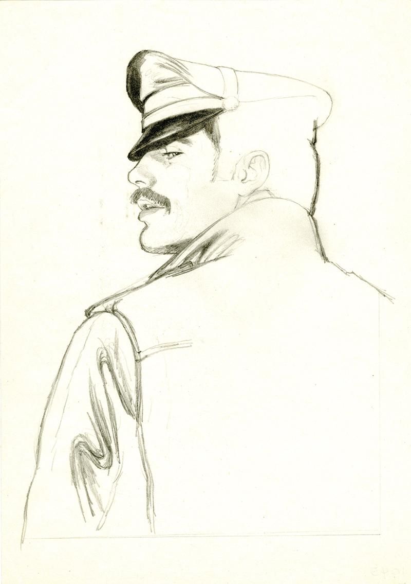 Untitled (Preparatory drawing) 1977 Graphite on paper 30.5 × 20.3 cm TOF-066 © 1989—2022 Tom of Finland Foundation, LLC