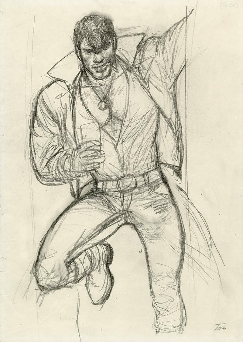 Untitled (Preparatory drawing) ca. 1988 Graphite and color pencil on paper 29.8 × 21 cm TOF-011 © 1984—2022 Tom of Finland Foundation, LLC
