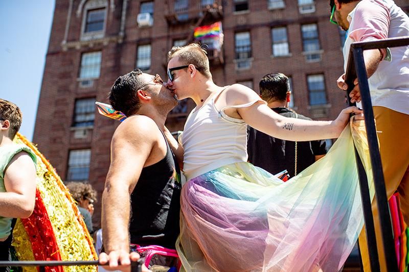 A sweet kiss on a float during the New York City Pride March on June 26, 2022