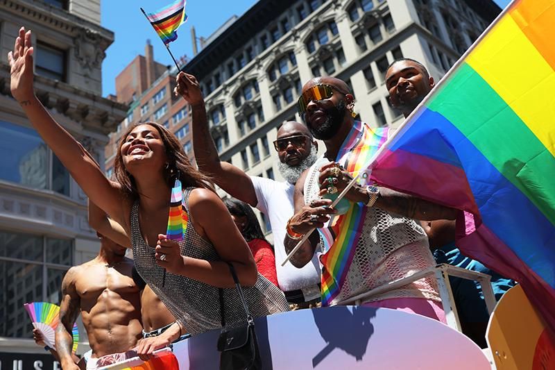 Leyna Bloom, the first trans woman of color in Sports Illustrated's swimsuit issue, participates in the New York City Pride Parade on Fifth Avenue on June 26, 2022. The 53rd annual NYC Pride March is the marquee event in NYC during LGBTQ+