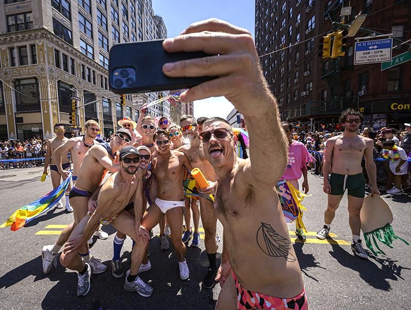 Group selfie during the New York City Pride Parade on June 26, 2022
