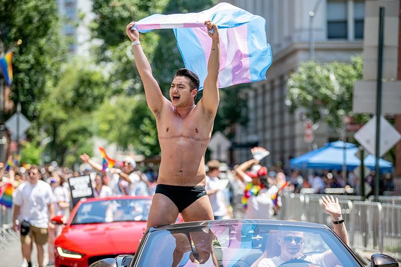 NYC Pride Grand Marshall Schuyler Bailar rides in the New York City Pride Parade on June 26, 2022