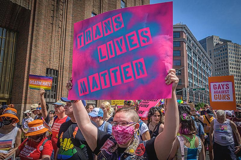 Participant holding a protest sign. Thousands of New Yorkers took to the streets to participate in the Reclaim Pride Coalition's (RPC) fourth annual Queer Liberation March, where no police, politicians or corporations were allowed to participate.