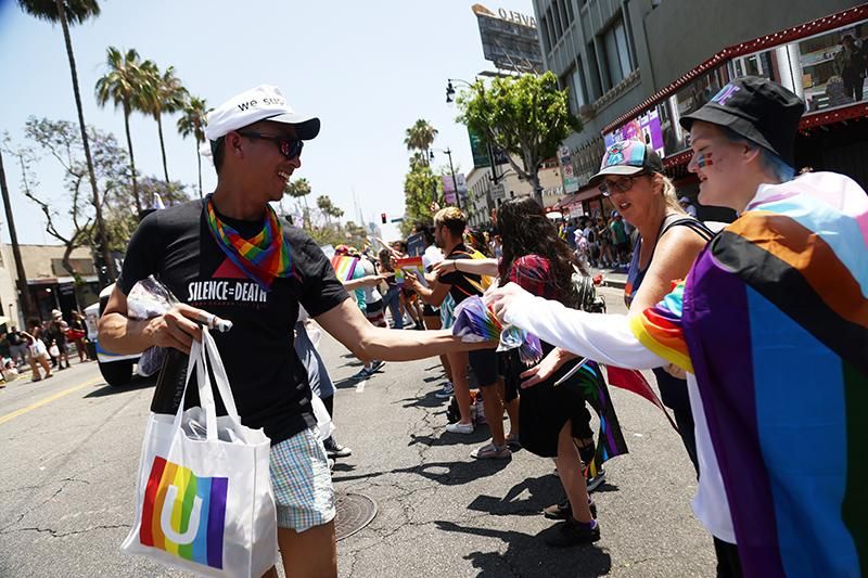 Parade participants attend Christopher Street West (CSW) LA Pride Parade on June 12, 2022 in Los Angeles, California. The event was presented By TikTok and the theme was "Love Your Pride" 