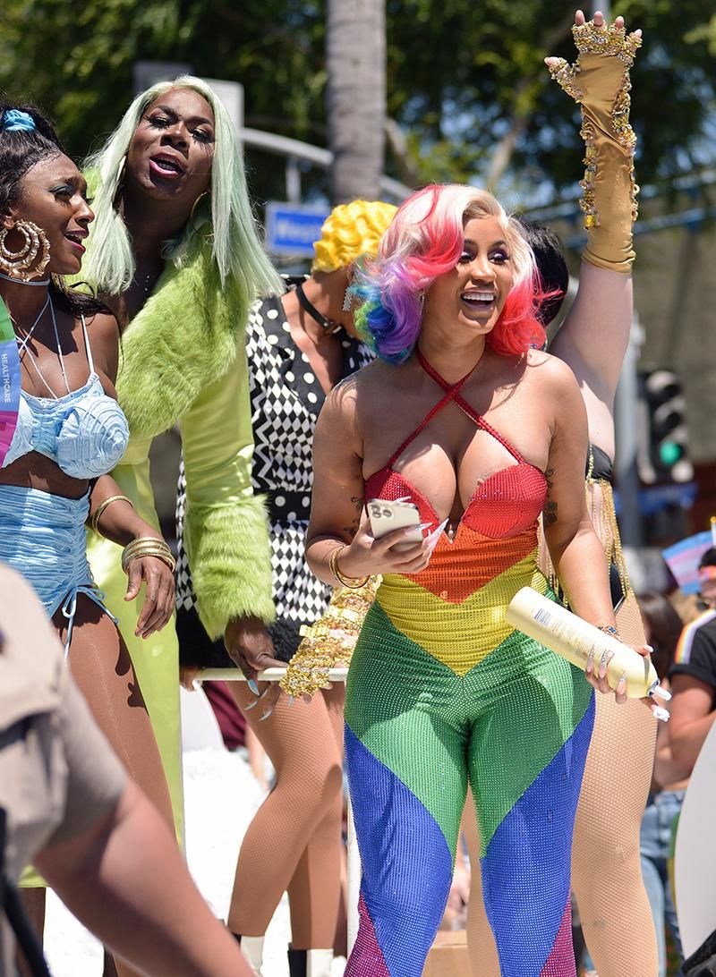 Cardi B rides a float in the City of West Hollywood's Pride Parade on June 05, 2022