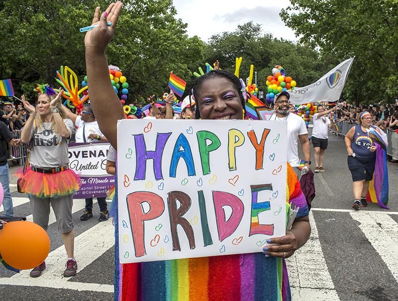 A parade goer at the annual Pride Parade celebrations in Washington DC on June 11, 2022. The celebration spread along a 1.5 mile route through the Shaw, Logan Circle and Dupont Circle neighborhoods.